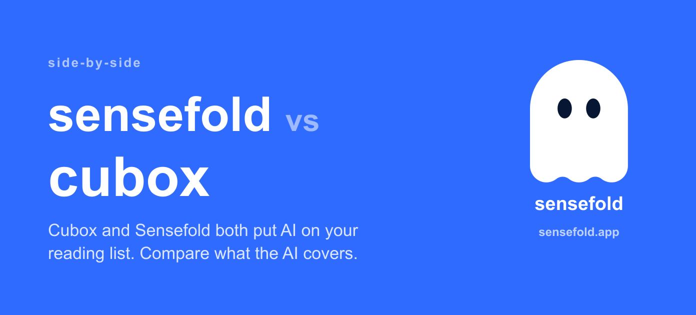 Sensefold vs Cubox — two AI read-it-later apps, honestly compared