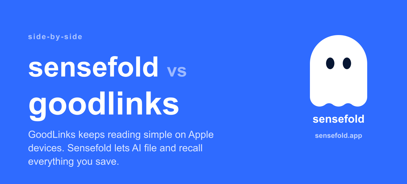 Sensefold vs GoodLinks — Apple-only simplicity vs an AI library everywhere